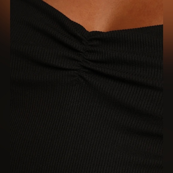 Black Ribbed Long Sleeve Cutout Bodysuit - Picture 7 of 7